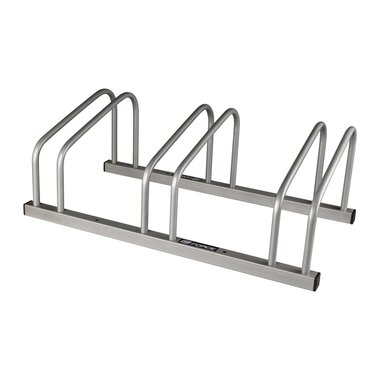 Bike stand on floor, 3 bikes, steel (silver)