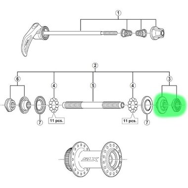 Конус и гайка для ступицы Shimano HB-M675 (справа)