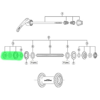 Cone, washer and nut for Shimano HB-M590