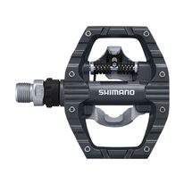 Pedalai SHIMANO EH500, dvipusiai, su plokštelėm SH56 (juodi)